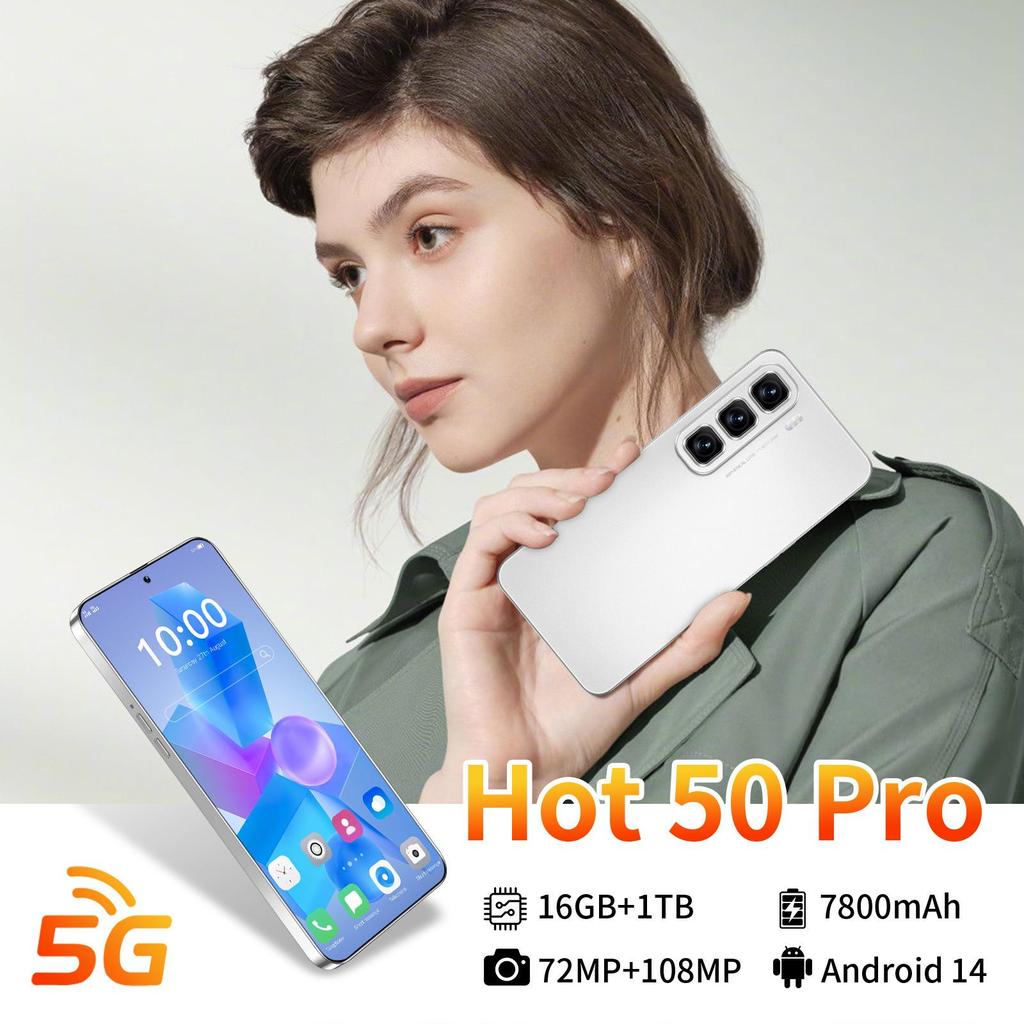 Introducing the New Hot 50 Pro Mobile Phone: 16+1T, 7.3" Large Screen, 5G Smart Connectivity.