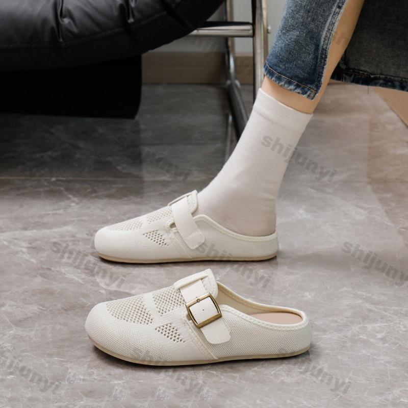 Women Shoes 2025 Summer New Fashion Comfortable Soft Sole Half Drag Shoes Outdoor Breathable Mesh Hollow Non Slip Womens Sandals