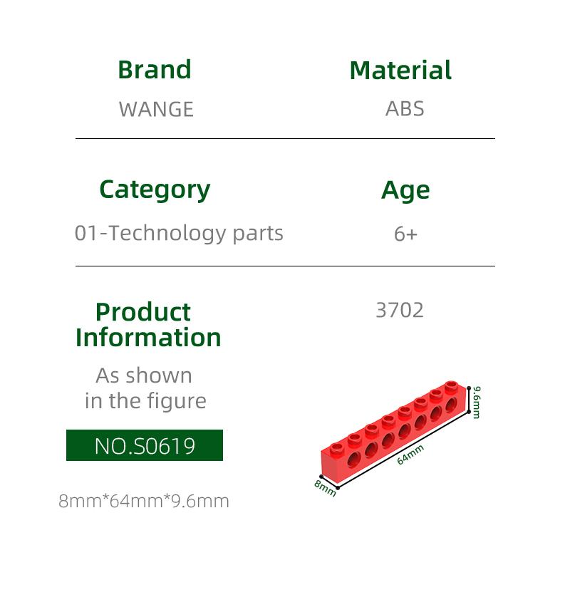 Non-Toxic 36Pcs/Lot 3702 1X8 Holes Thick Bulk Building Blocks Moc Accessories Compatible With Brick Toys Children Gift Box