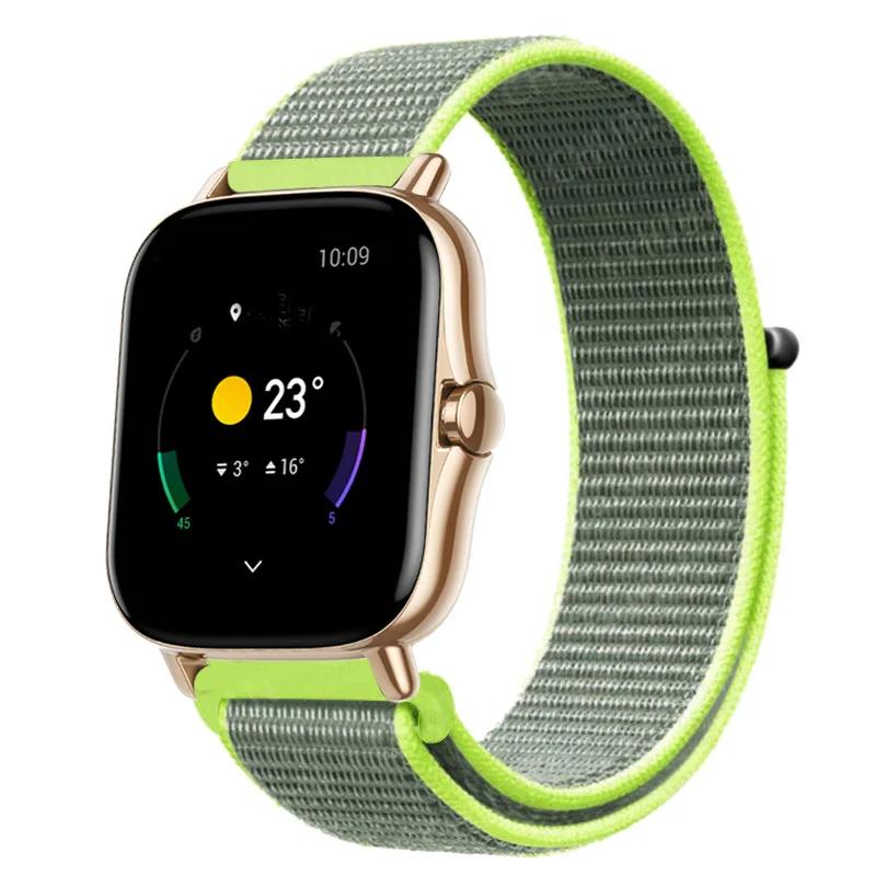 20mm/22mm Nylon Loop watch band For Amazfit GTS/4/2e/3/GTS2 Mini/GTR 4/3 pro/47mm/GTR2/2e/stratos Bracelet Amazfit bip-u strap
