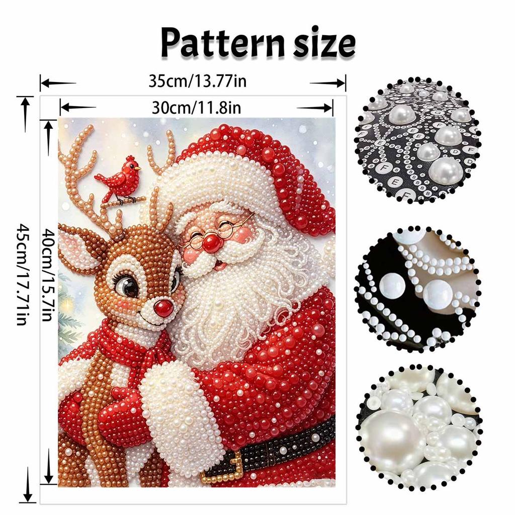 Christmas Pearl Painting Art Painting Kit Santa Claus and Reindeer Handmade Diy Home Decoration Painting