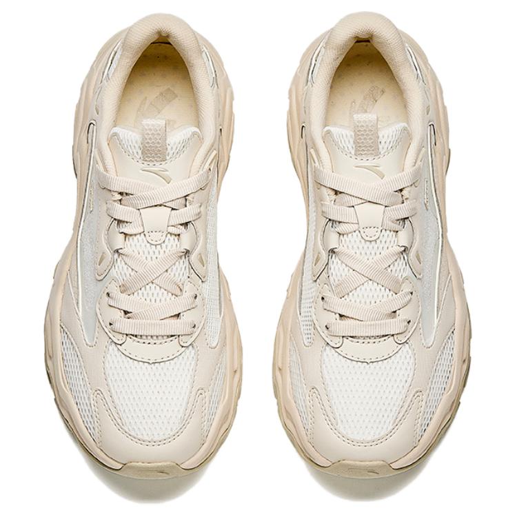 Anta Meteor VENT Comfortable Versatile Shock Absorbing Lightweight Low Top Casual Shoes Women Casual Shoes Beige 122528858-1