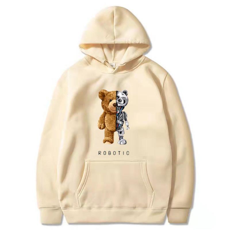 Men's Violent Bear Print Hoodie - Trendy European Fashion Pullover