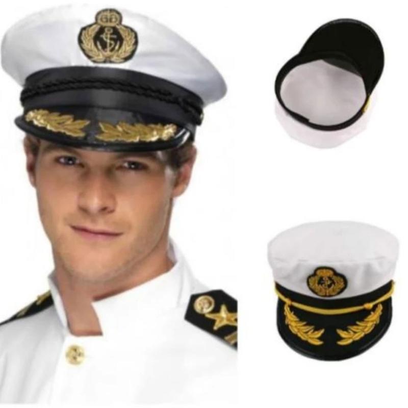 Fashion Embroidered Military Hat Captain Cap Sailor Cap Marine Admiral Cap Adult Military Hat Navy Hat for Fancy Dress