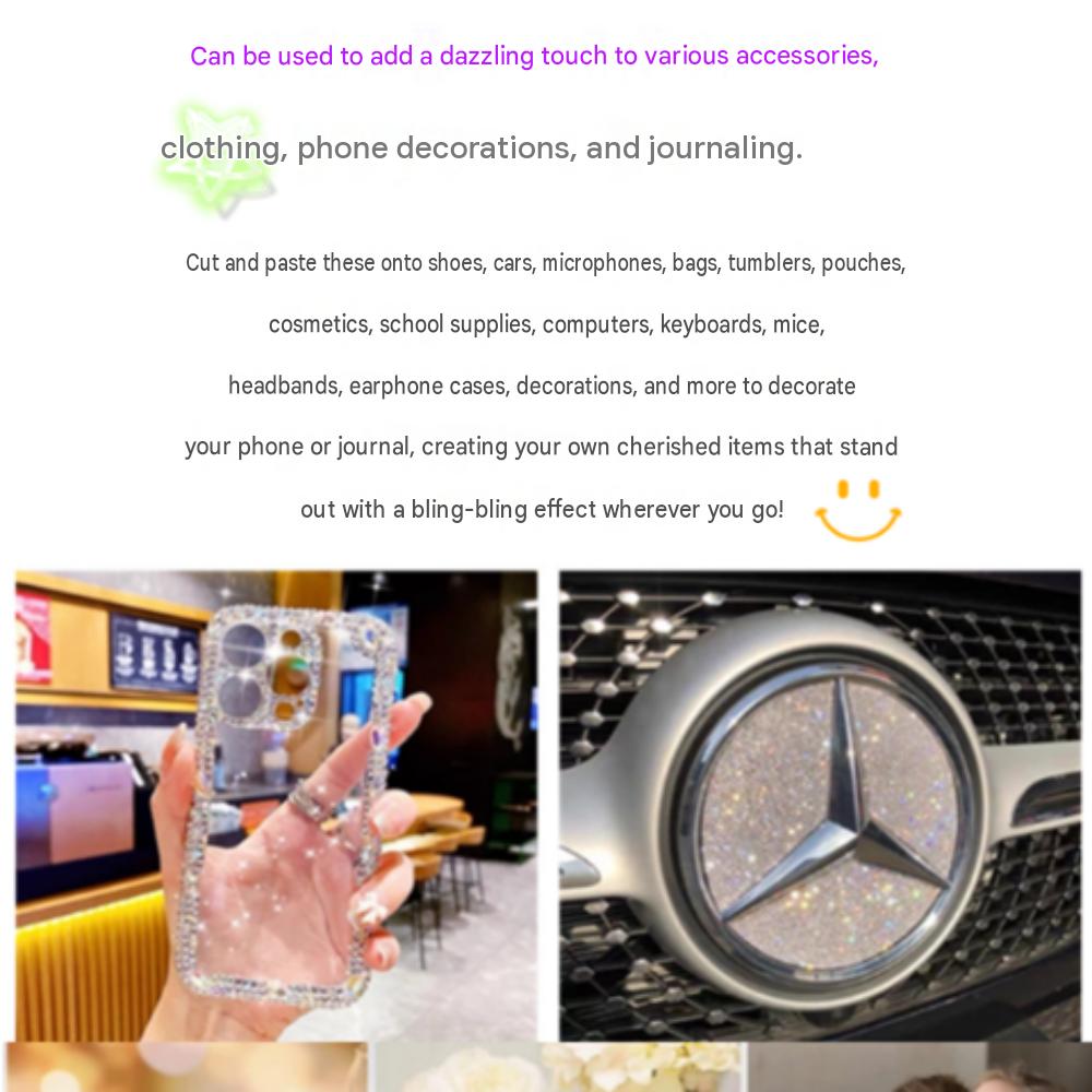Sparkling Cubic Tape (Width 2.45cm x Length 90cm) – DIY Accessory for Decorating Various Items & Car Interiors (4 Patterns)