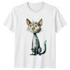 Funny Whimsical Grey Cat Illustration TShirt Art Gift For Him And Her