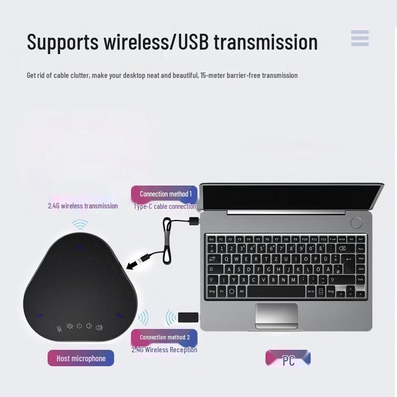 Huachang Vision 2.4G Wireless Omnidirectional Conference Microphone (CN version)