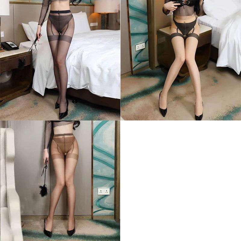 New Sex Underwear Sex Stockings Women's Core Silk Sexy Fake Garter Belt Open Pantyhose Wholesale Delivery