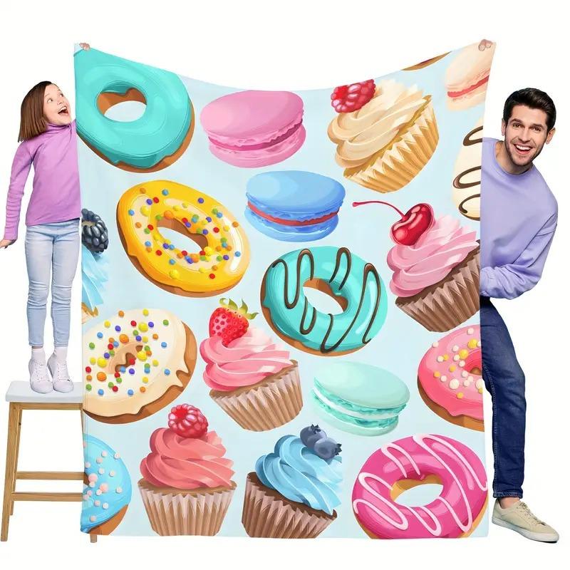 

Donut Delight Printed Blanket for Sofa Bed Travel Camping Living Room Office Conditioning Blanket for All Seasons Gifts 75x90cm