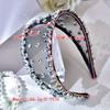 Stylish Black Hollow Mesh Wide-Brim Headband with Rhinestones, Elegant Women's Hair Accessory for Daily, Dating & Party Wear