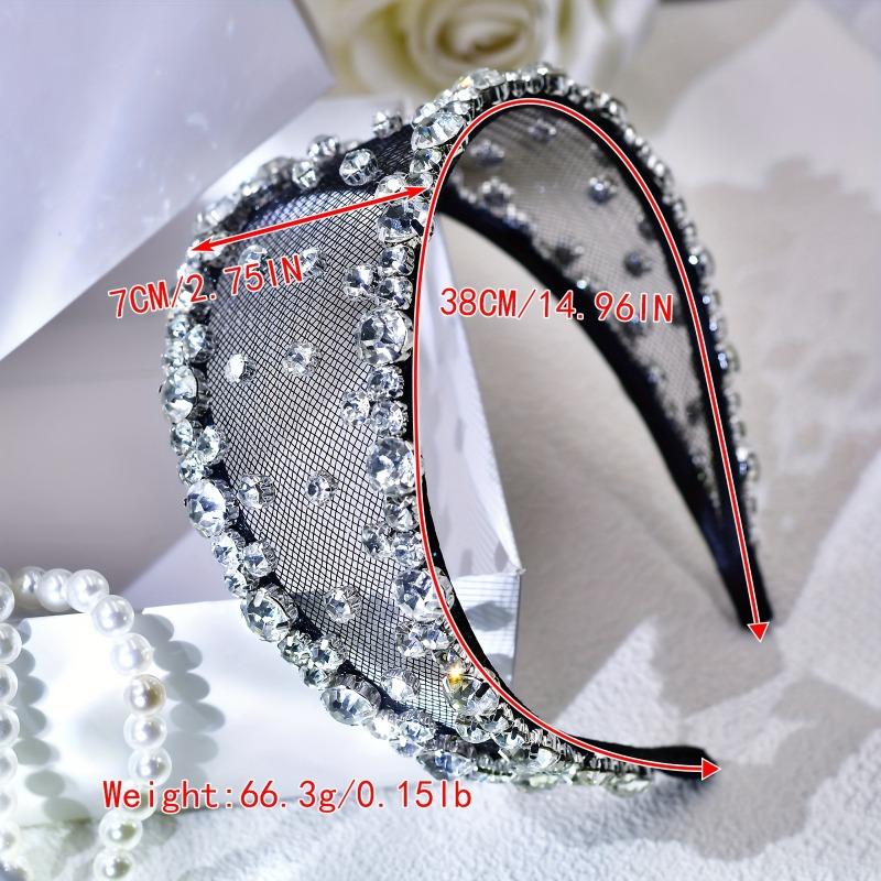 Stylish Black Hollow Mesh Wide-Brim Headband with Rhinestones, Elegant Women's Hair Accessory for Daily, Dating & Party Wear