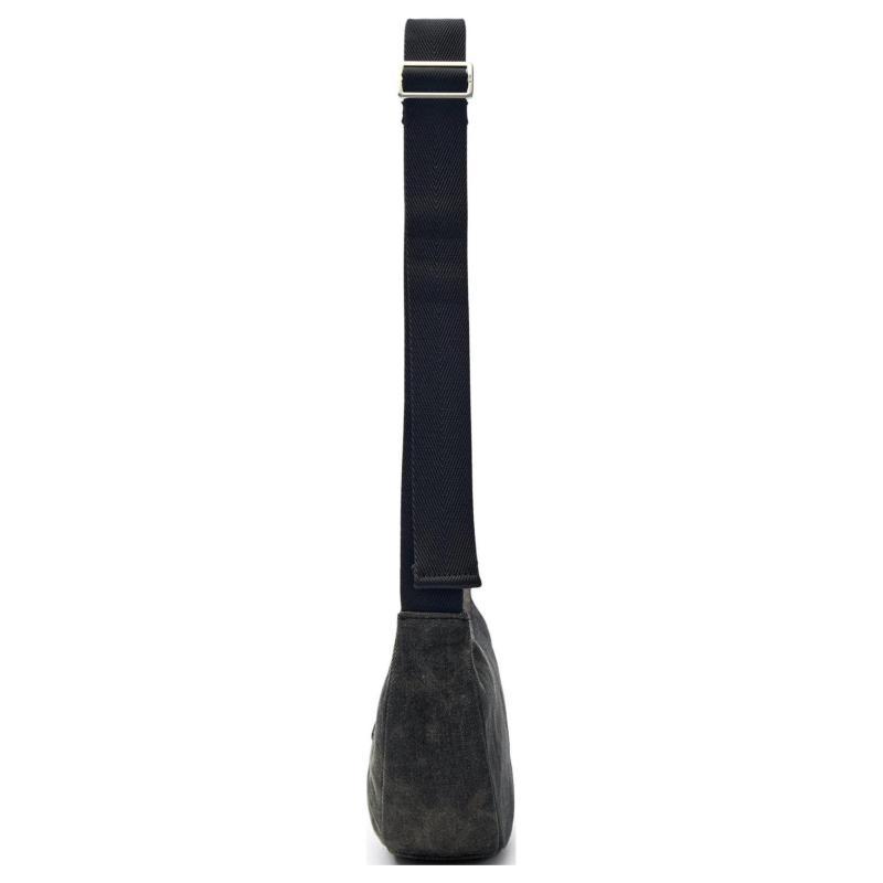 MLB Denim Shoulder Bag Unisex Charcoal Gray/Hemp Sandy Brown Casual