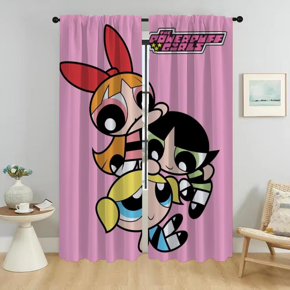 Dekoracja Halloween The Powerpuff Girls Tiul na Zasłony Dzielące Sypialnię Zasłony do Salonu Rolety Zasłony 2 Sztuki