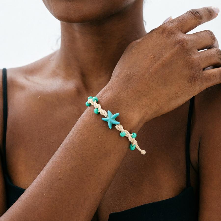 

Stylish Women Starfish Bracelet Summer Beach Surfing Jewelry Accessories 6 Colors Options Handmade Friendship Braslet Adjustable бежевый