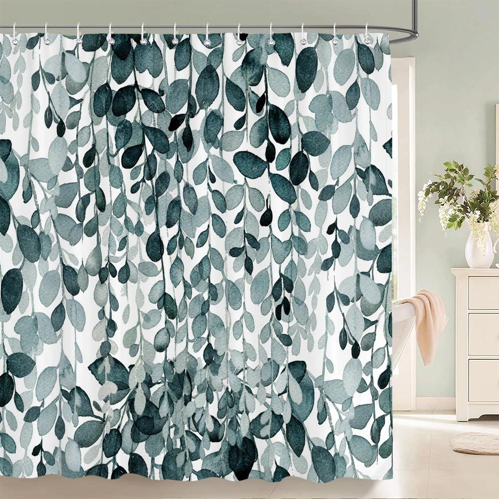 Högkvalitativ Färgstark Blommig Tyg Duschdraperi Vattentät Tryck Blommig Badrumsgardiner för Badrum Dekorera med Krokar