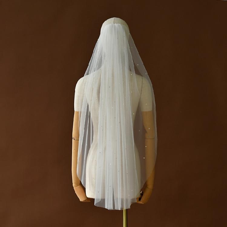 Sheer Bridal Hair Veils With Sparkling Crystal Rhinestones And Secure Hair Comb For Outdoor Wedding Ceremony Dressingup