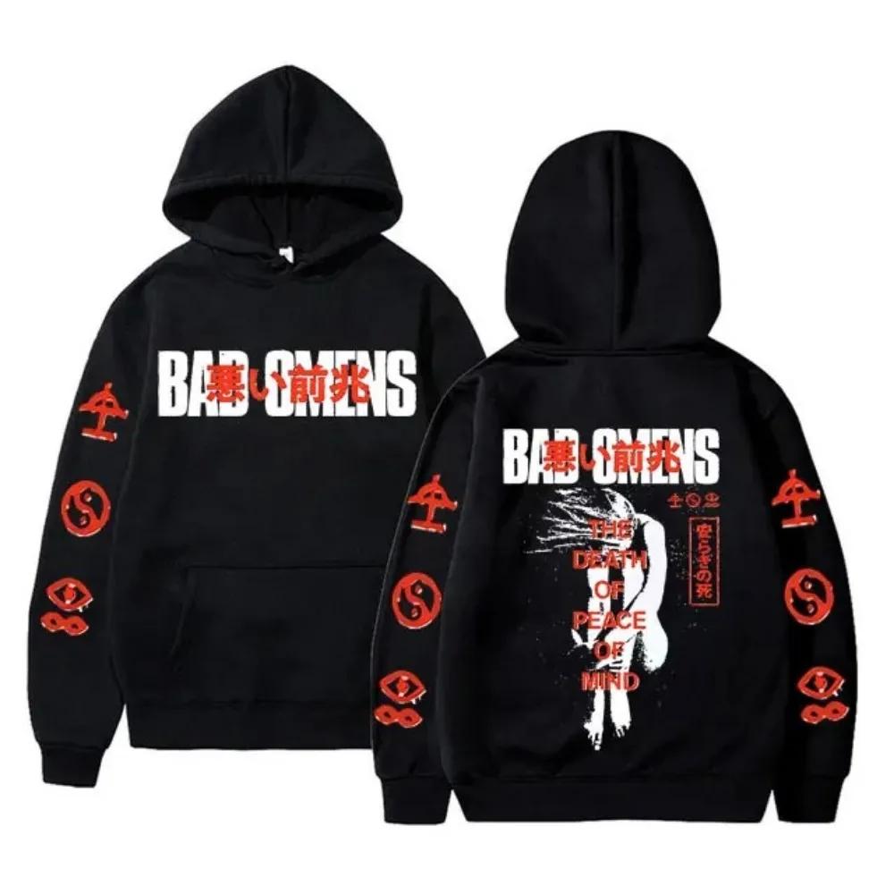 Bad Omens Band Tour American Music Print Hoodie The Death of Peace of Mind Skeleton Graphic Hoodies Rock Gothic Sweatshirts