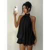 Vestido Corto de Mujer a la Moda y Elegante, Ajustado al Cuerpo, sin Espalda y con Cuello Halter para Cintura Delgada