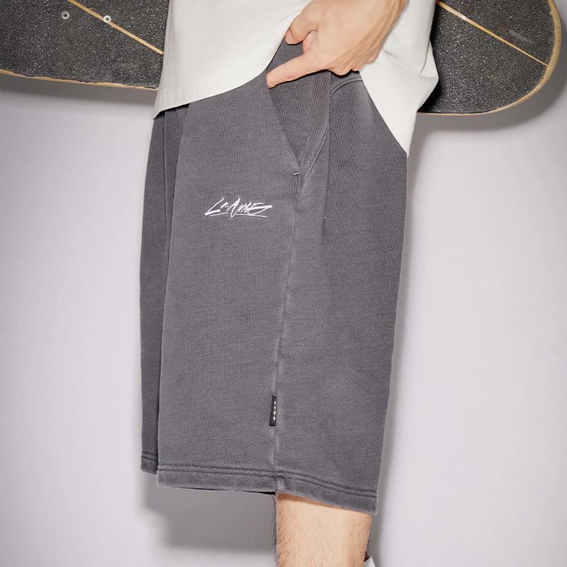 Li Ning OG Slick Collaboration Letter Mid Waist Straight Loose Casual Shorts Men Shorts Black AKST691-2