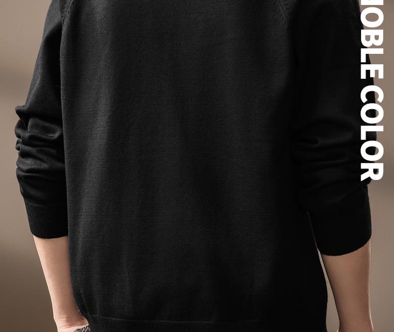 Men's High-End Half-Zip Stand Collar Knit Sweater - Autumn/Winter Korean Style Solid Color Casual Base Layer Top