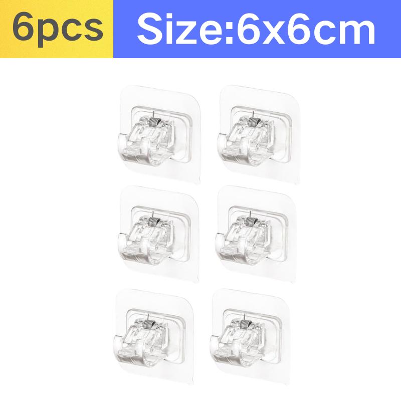2-12PCS Adjustable Curtain Rod Clip Self Adhesive Clamp Hook Curtain Rod Holder Wall Bracket Holder Nail-Free Wall Hanging Clip