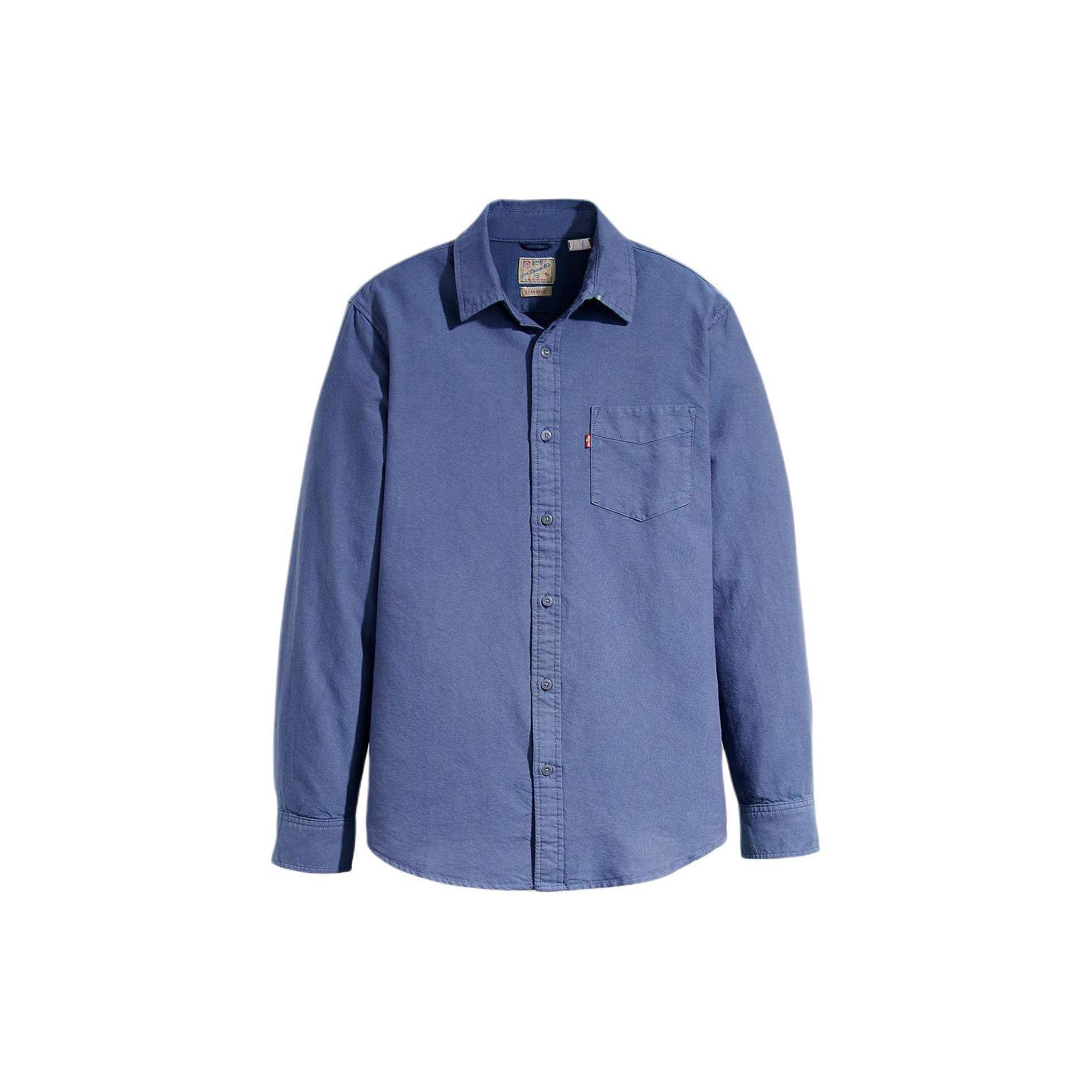 

Levis Повседневная Однотонная Рубашка с Деталью Кармана и Квадратным Вырезом, с Длинным Рукавом, Мужская, Синяя 85746-0141 M