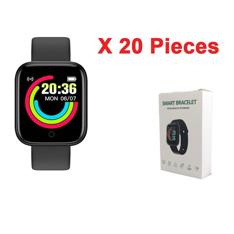 

D20 Smart Watch for Men Women Sport Fitness Tracker Pedometer Smartwatch Y68 Digit Wristwatch 20 Pieces чорний