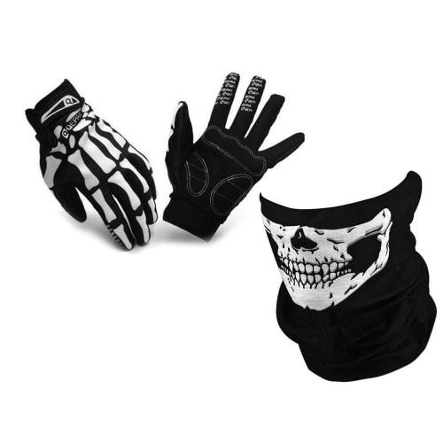 

MIFO Skull Face Mask and Skeleton Glove Set, Face Cover, Neck Warmer, Outdoor Bone Gloves (Gloves Medium)