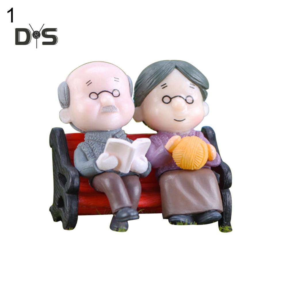 Decorations Home Mini Park Bench Grandpa Grandma Model Miniature Landscape Garden Decor Ornament