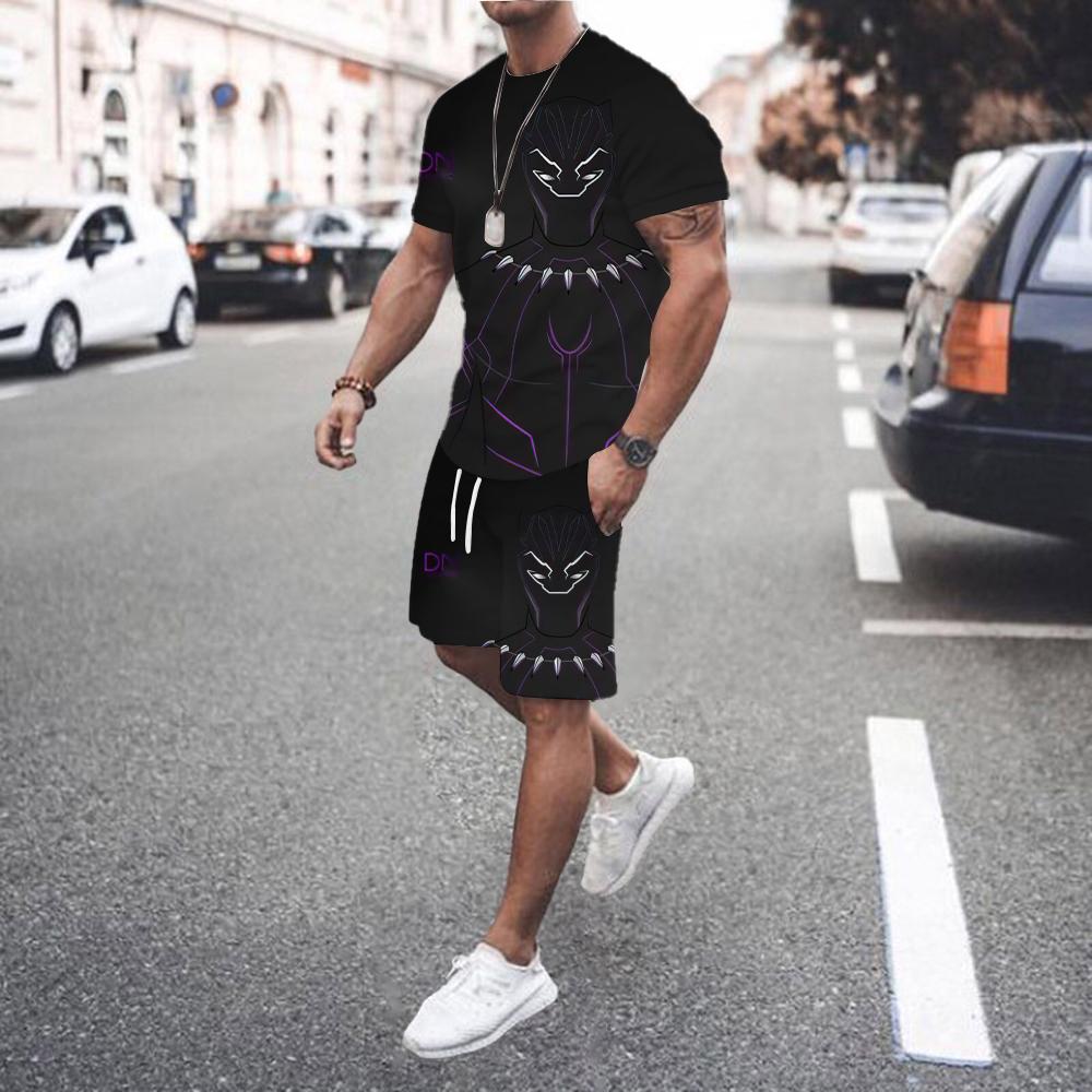 2025 New Summer Men's Set Loose Leisure Fashion Golf Sportswear Beach Set Printed Men's Jogging Set