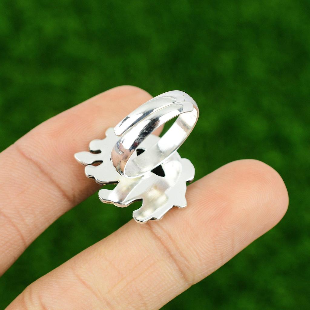 Gift For Women Stackable Adjustable Ring 925 Silver Natural Black Onyx Gemstone
