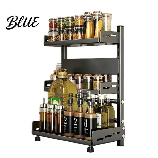 Portaspezie Robusto Rastrelliera da Cucina in Acciaio al Carbonio 2/3 Livelli Organizer da Banco per Condimenti Organizzatore Portabottiglie Multi-Livello per Spezie