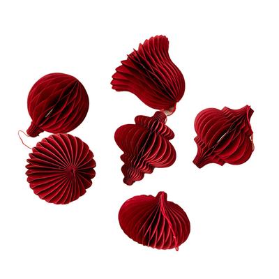 Decorative Ornaments 3D Origami Lantern Holiday Events New Year Celebrations Red Whimsical Decor Illuminated Visual Effect