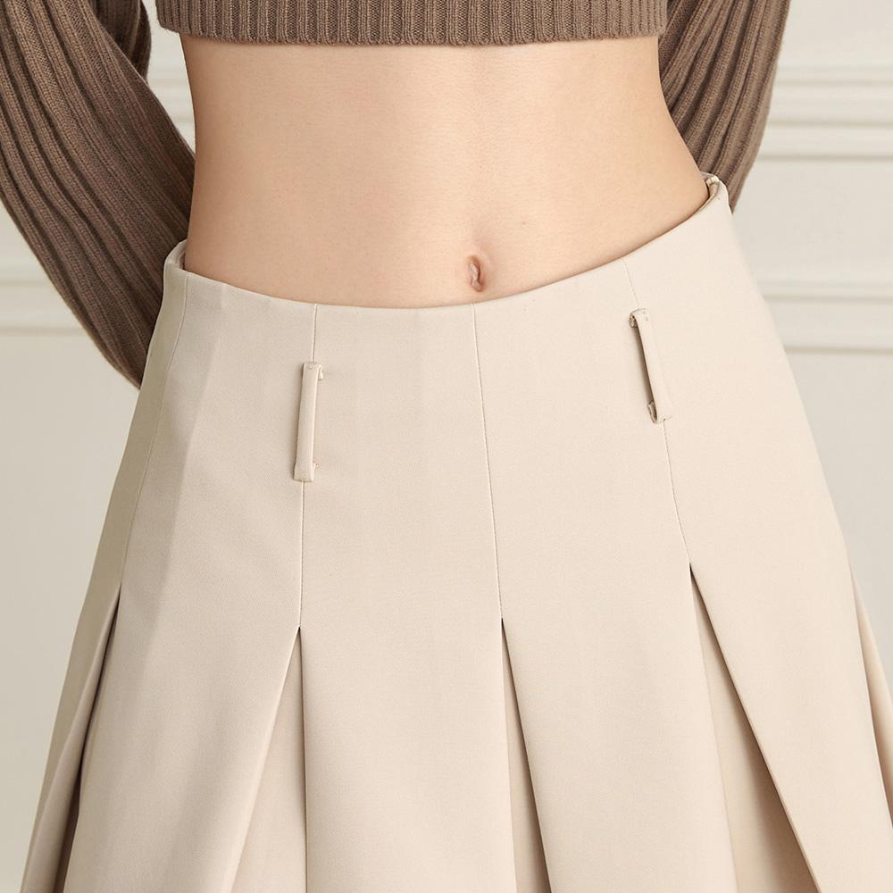 Waiwaiaiem Yy_High-Waist Pleat Knit Skirt