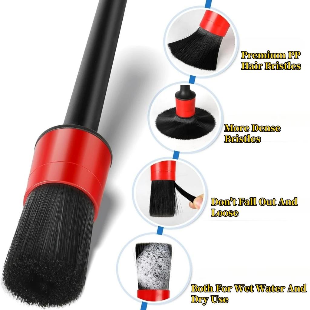 Detailing Brush Set Car Wash Care Cleaning Wheels Dashboards Vents Uses For Car Cleaning Brushes Car Accessories