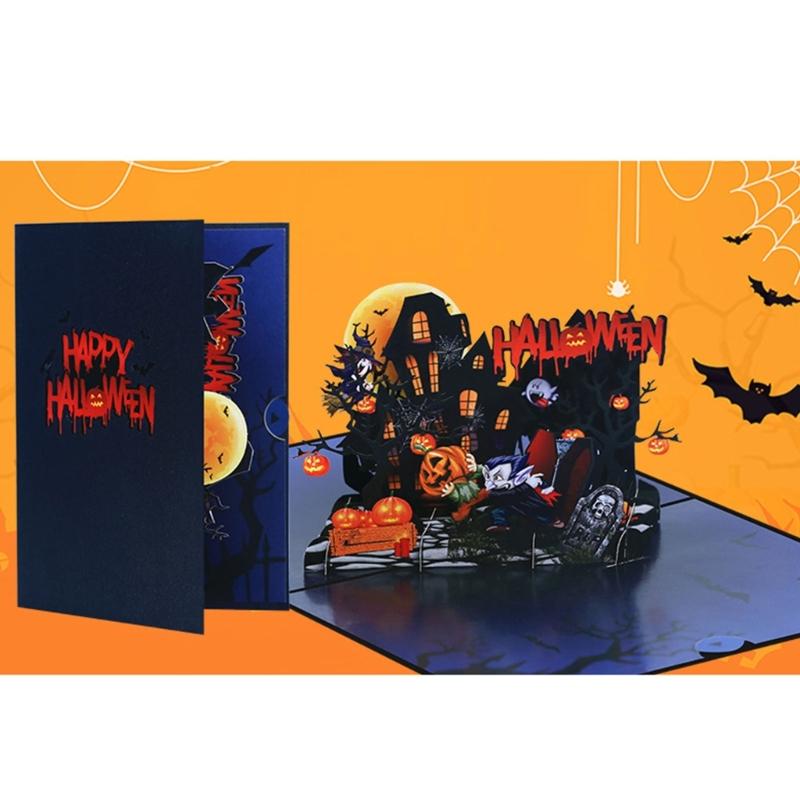 Vampires Theme 3D Standing Halloween Greeting Card Invitation Card For Eerie Celebration And Home Decoration