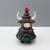 Festive Highland Cow Statue - Adorable resin decor with red berries & pine cones. Perfect holiday desk accent for Christmas! 