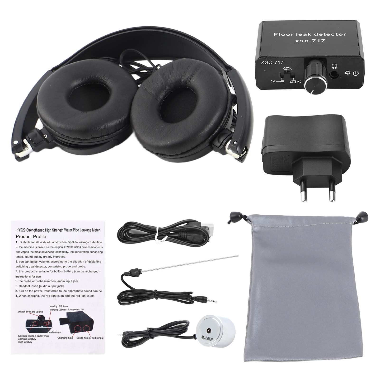 Бытовой беспроводной монитор утечки воды из подземной трубы, датчик утечки воды с двойным зондом и наушниками