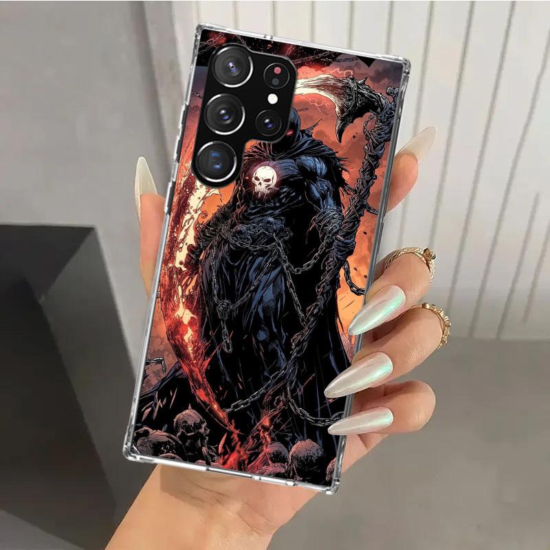 Death Grim Reaper Skull Scythe Phone Case for Samsung Galaxy S26 S24 S23 Ultra S25 Edge S22 S21 Plus S20 FE + Soft Print Shell F