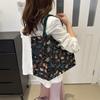 Stylish Large Capacity Tote Bag For Women Trendy Canvas Shoulder Bag Black Or White