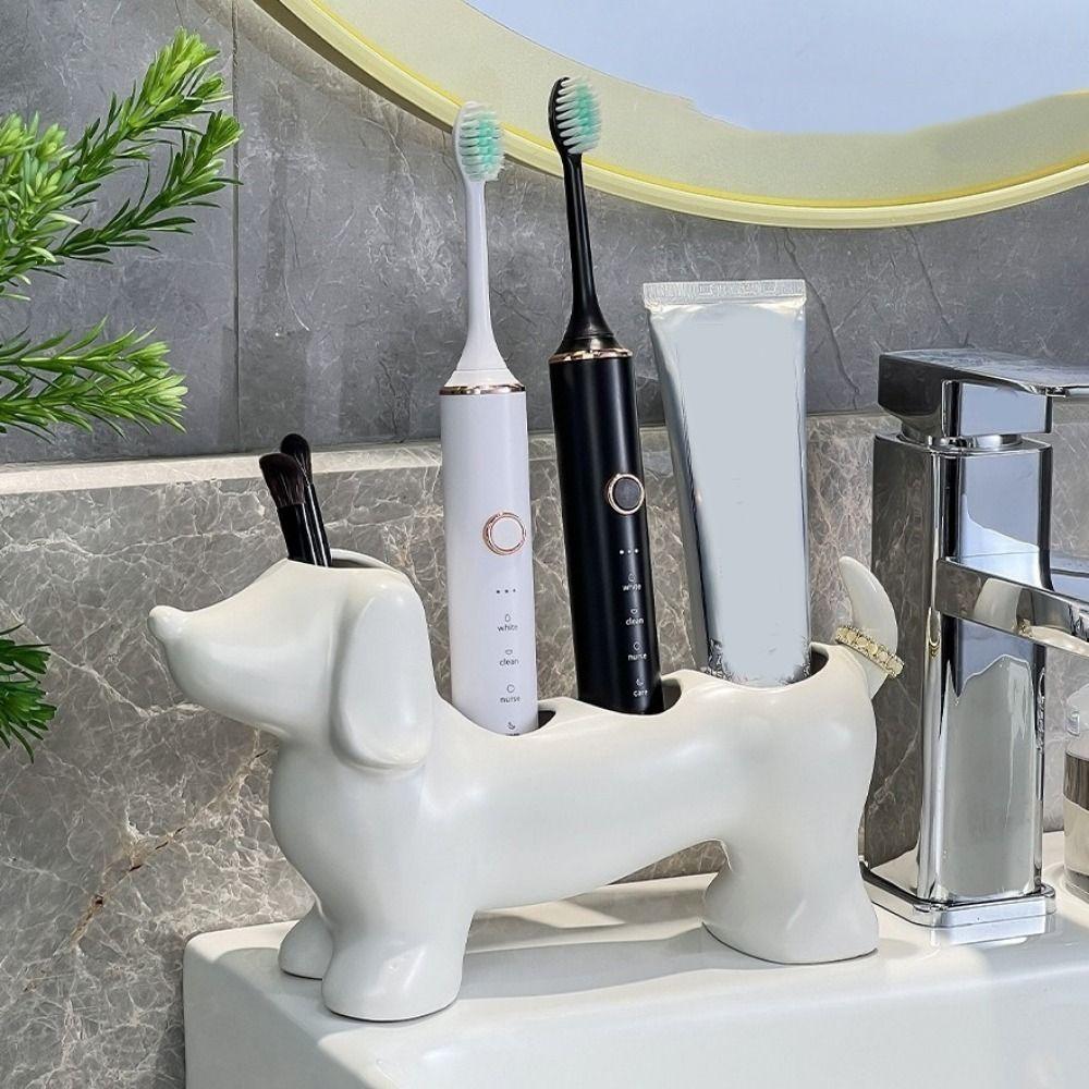 Space Saving Dachshund Toothbrush Holder Ceramic Electric Toothbrush Holder  Sink