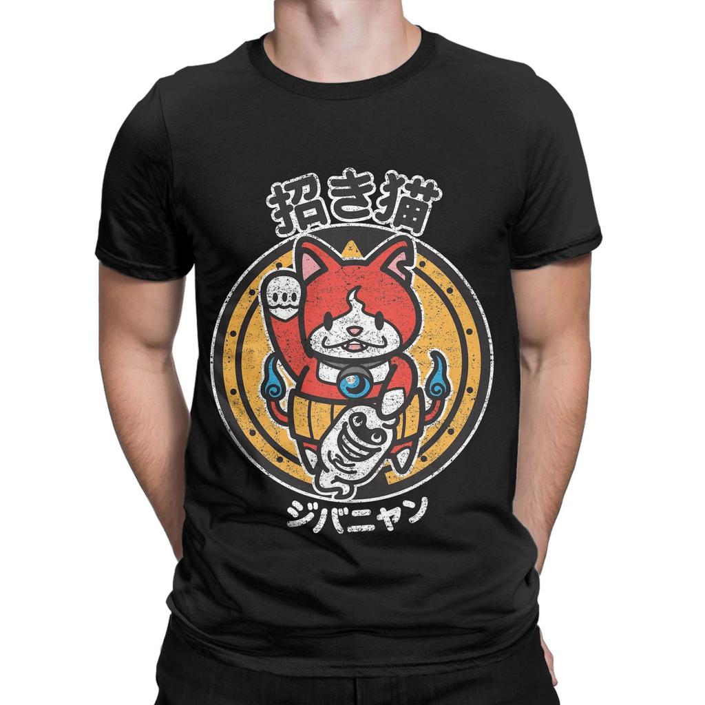 Yokai Watchs  Men's T Shirt  Hipster Tee Shirt Short Sleeve Crewneck T-Shirt Pure Cotton Gift Idea Tops