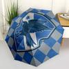 1PC Ravenclaw Raven Pattern Automatic Folding Umbrella, Portable Collapsible Design, Casual Outdoor Accessory, For All Seasons, Christmas Birthday Fes