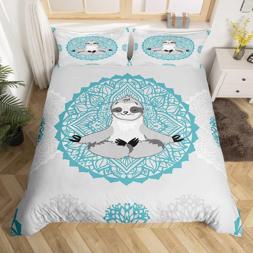 Sloth Starry Sky Duvet Set Three-Piece Children'S Room Decorative Bedding Set