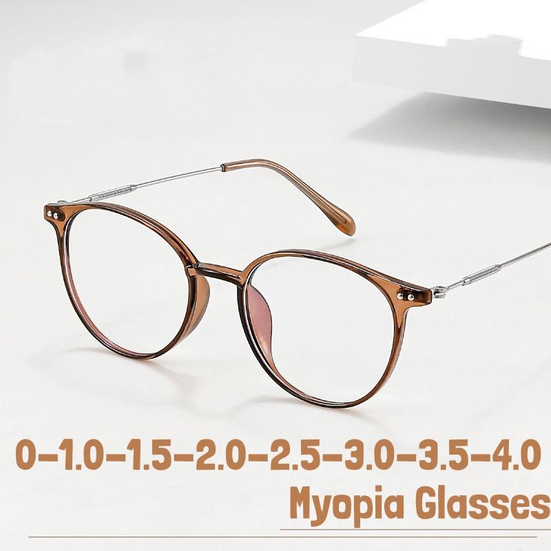 Retro Round Finished Myopia Glasses Trend Blue Light Blocking Near Sight Eyeglasses for Men Women Vintage Minus Diopter Eyewear