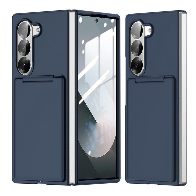 

With Credit Card Storage Phone Case for iPhone For Samsung Z Fold 6 5 Fold6 Galaxy Z Fold 5 Folding Bracket Camera Protect Cover For Samsung Galaxy Z Fold6