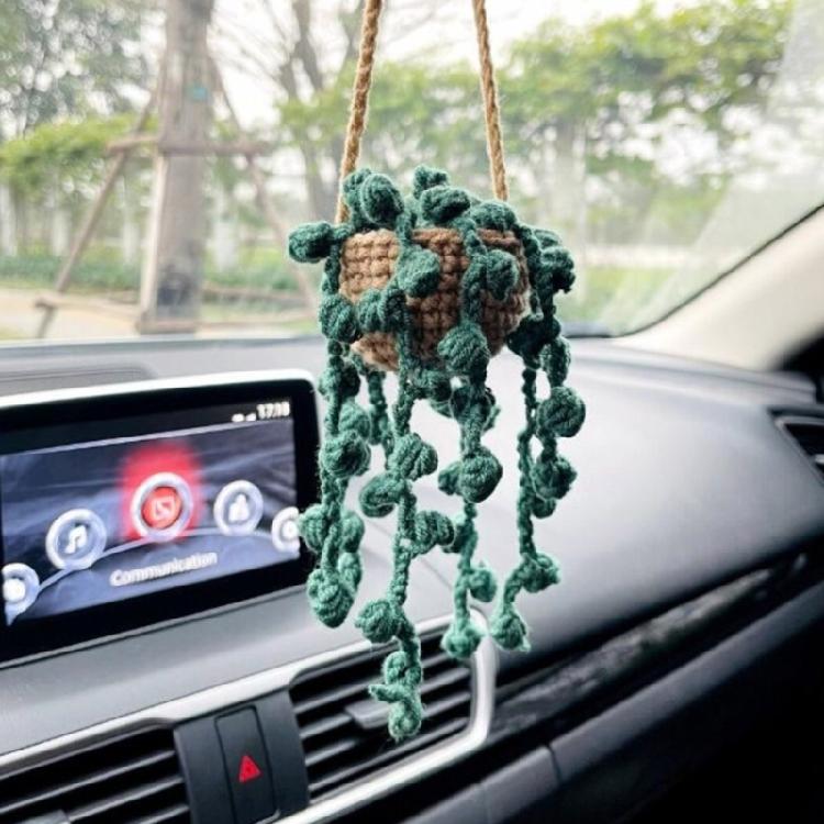 Handmade Crochet Car Styling Plant Succulent Car Plant Ornamentos Decoration