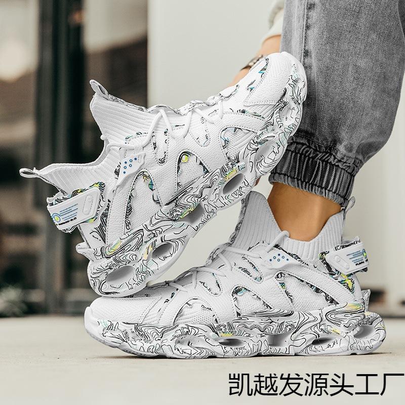 Scarpe da uomo autunno nuovo taglia grande scarpe da papà scarpe sportive nazionali calzini casual a trama volante bocca scarpe da corsa
