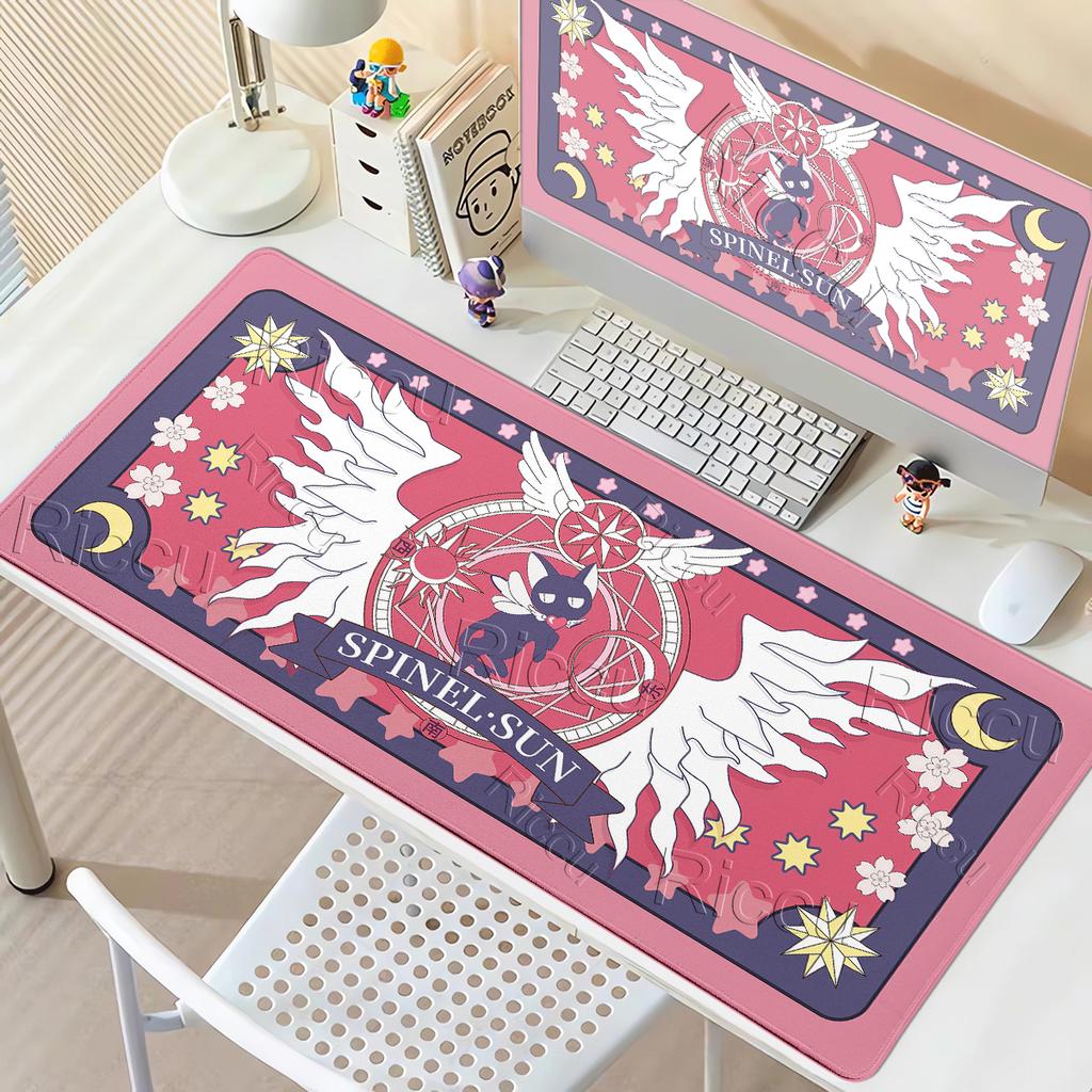 XXL Sakura Card Anime Pattern Mousepads Extended Gaming Keyboard Carpet Non-slip Computer Mousemat Offices Accessories Table Mat