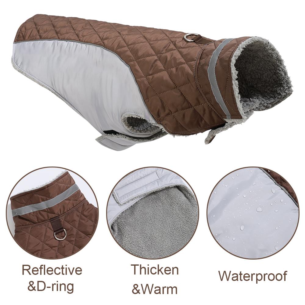 Big Dog Clothes For Winter Warm Thicken Pets Vest Coat With D-ring Outdoor Waterproof Reflectivce Jacket For Large Dogs Labrador